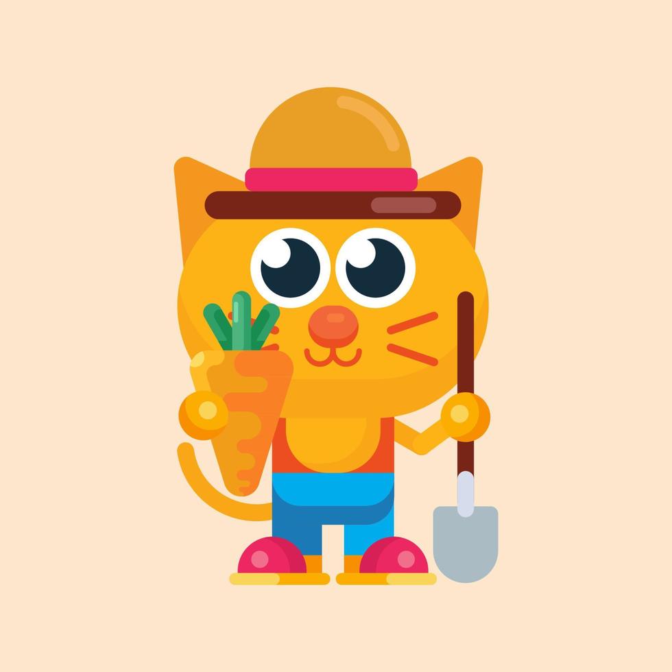 schattig kat maskot karakter met vlak ontwerp illustrator vector