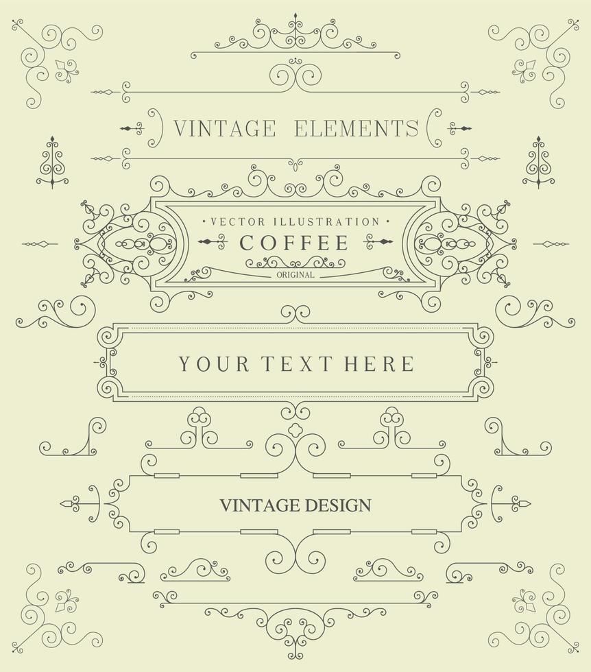 decoratief dun retro elementen, Victoriaans kader, verdeler, grens, wijnoogst vector illustratie