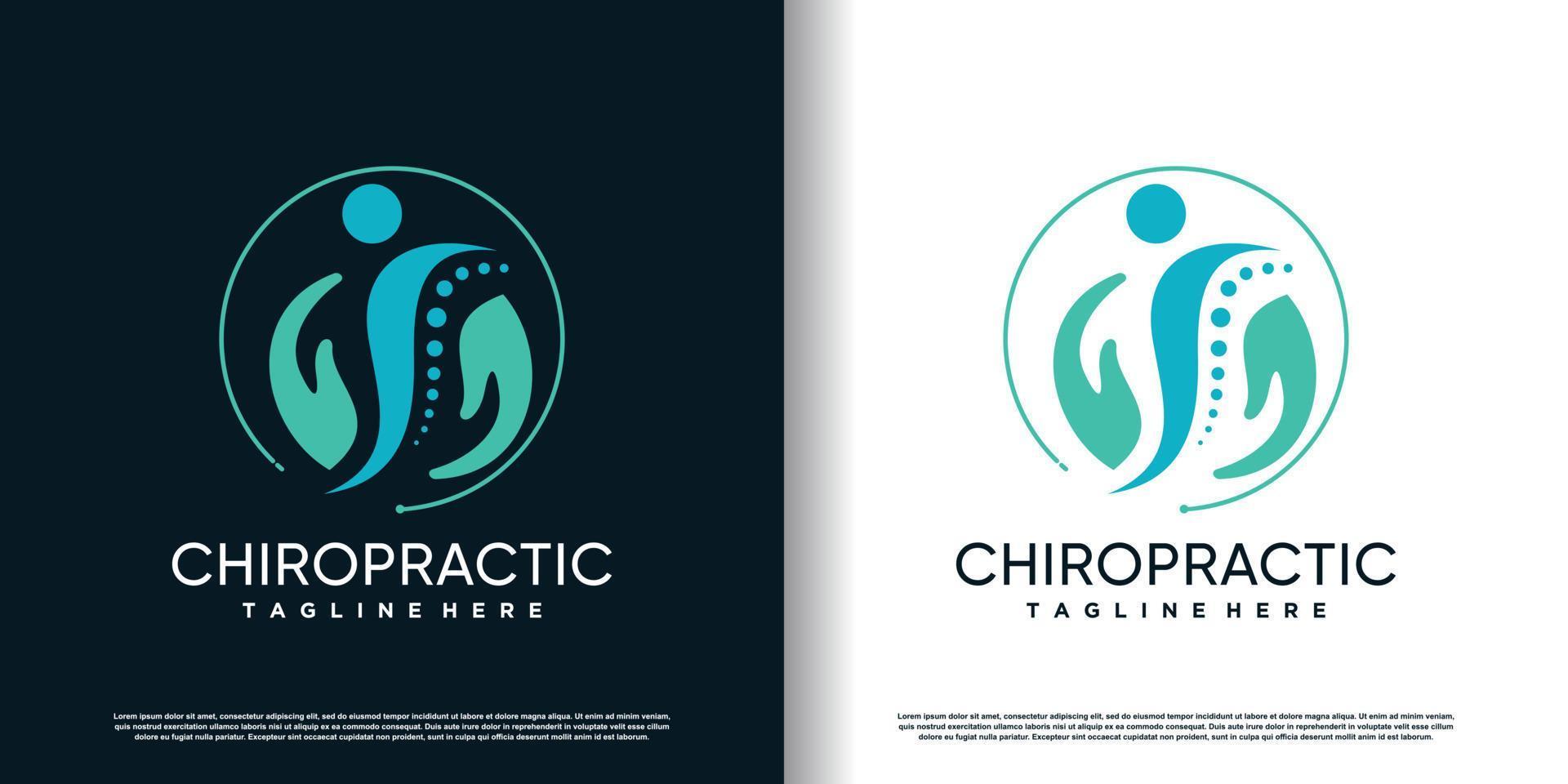 chiropractie logo ontwerp vector met creatief uniek concept premie vector