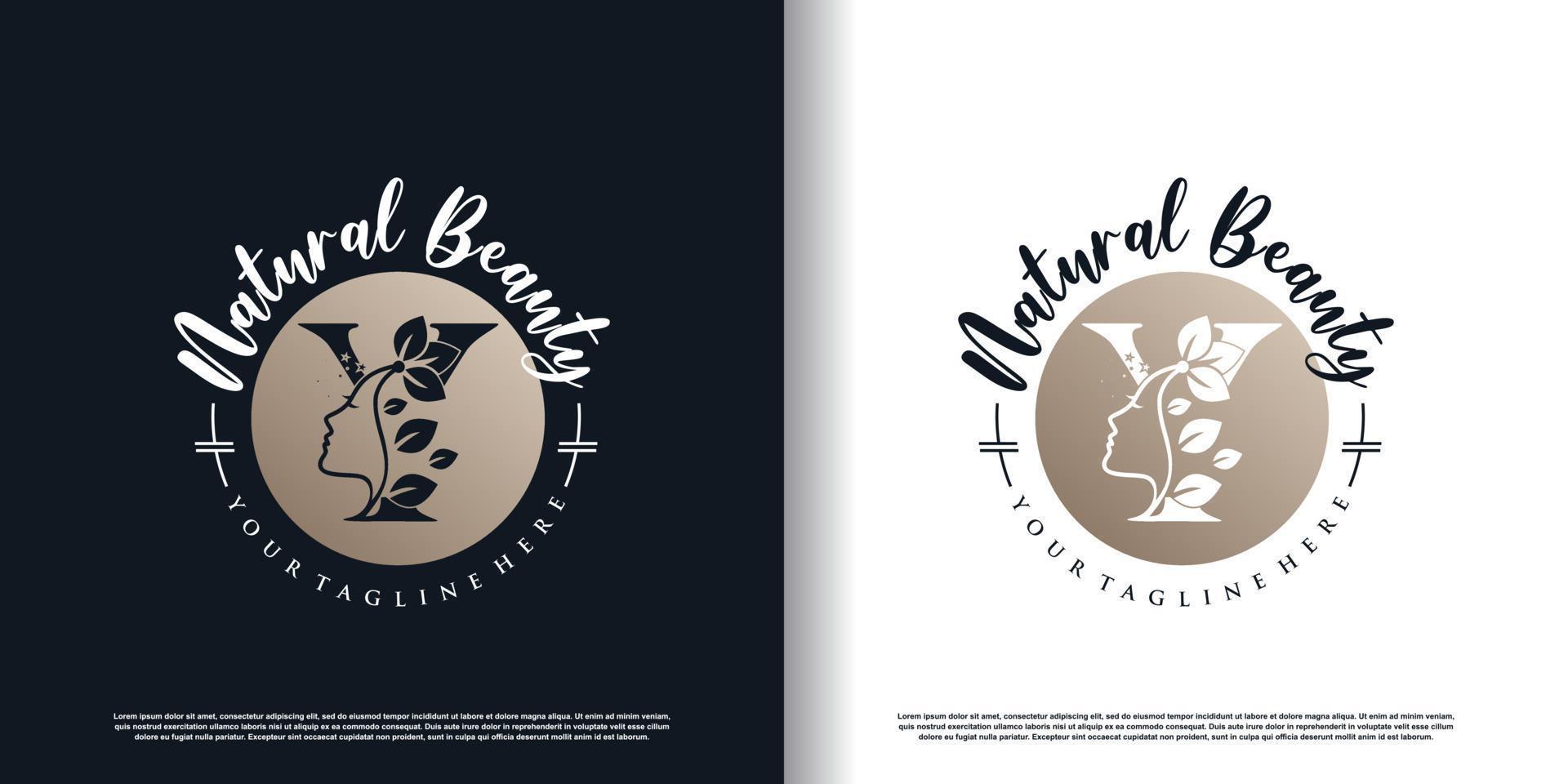 brief logo y met natuur schoonheid concept ontwerp premie vector