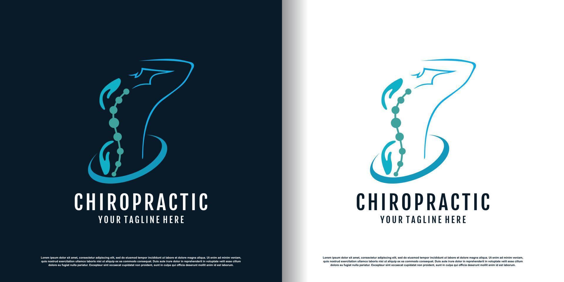 chiropractie logo ontwerp vector met creatief uniek concept premie vector