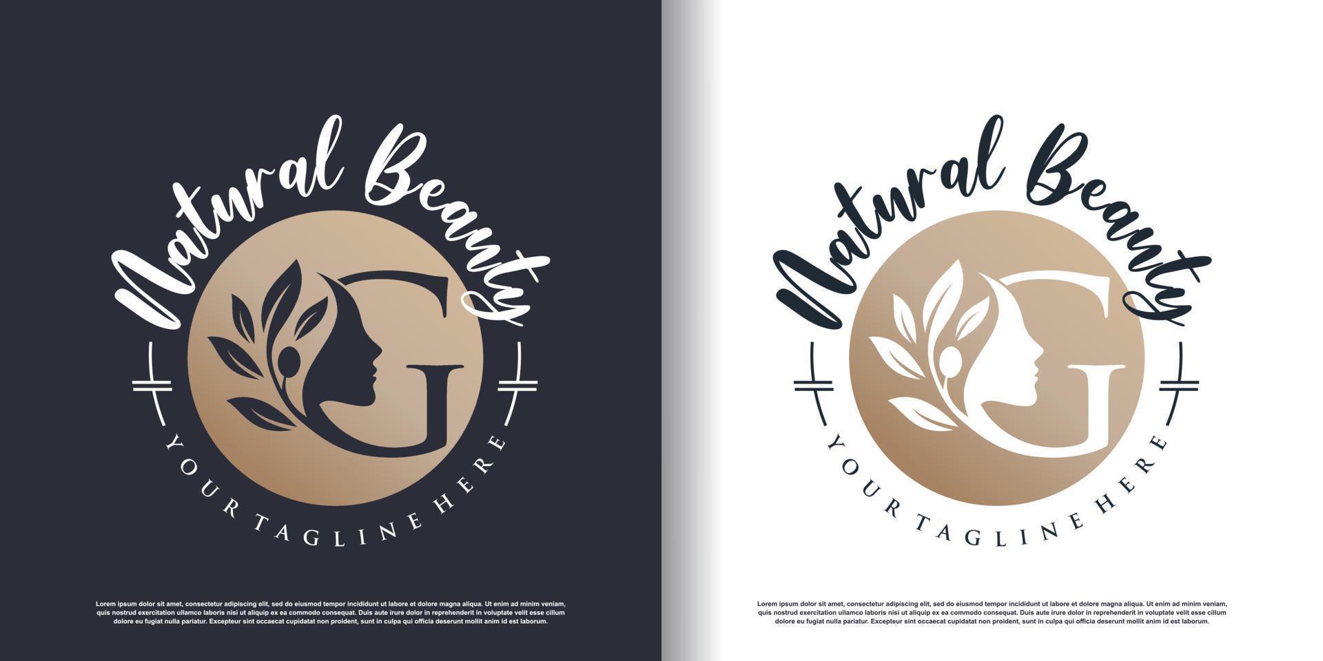 brief logo g met natuur schoonheid concept premie vector