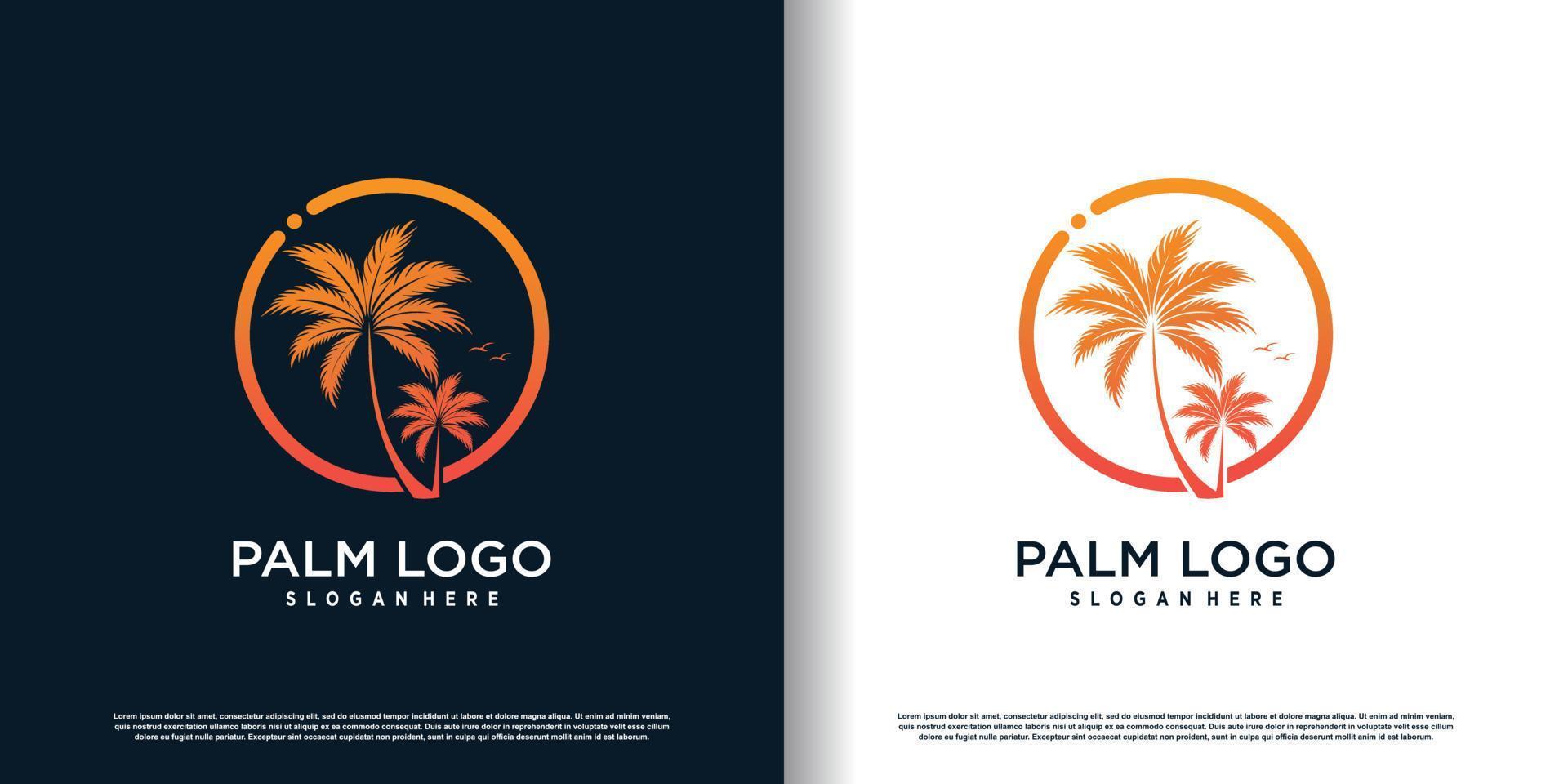 palm logo ontwerp met creatief uniek concept premie vector