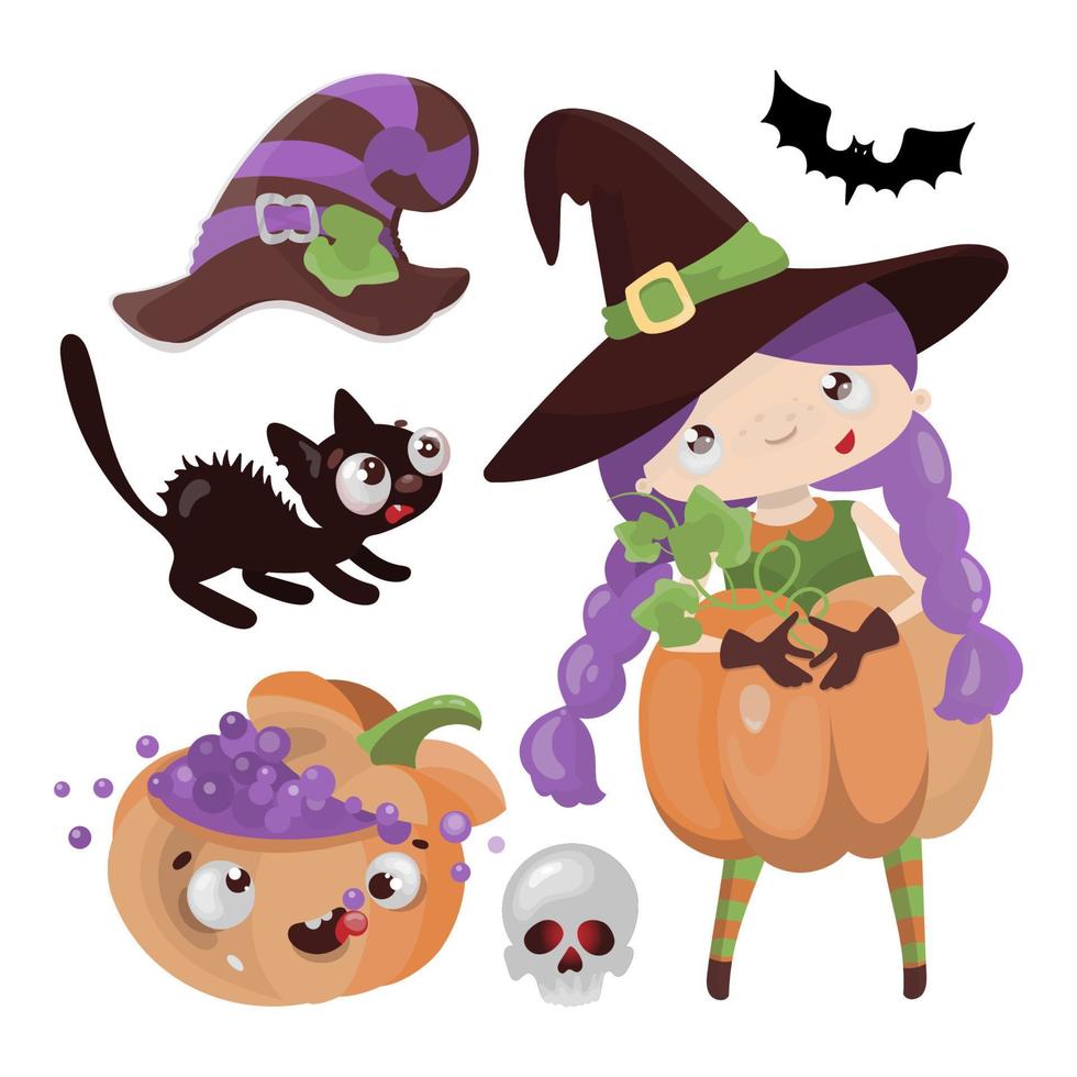 heks pompoen halloween tekenfilm vector illustratie reeks