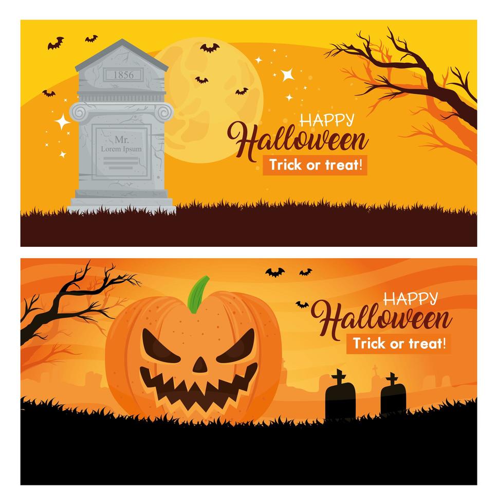 happy halloween banner set vector