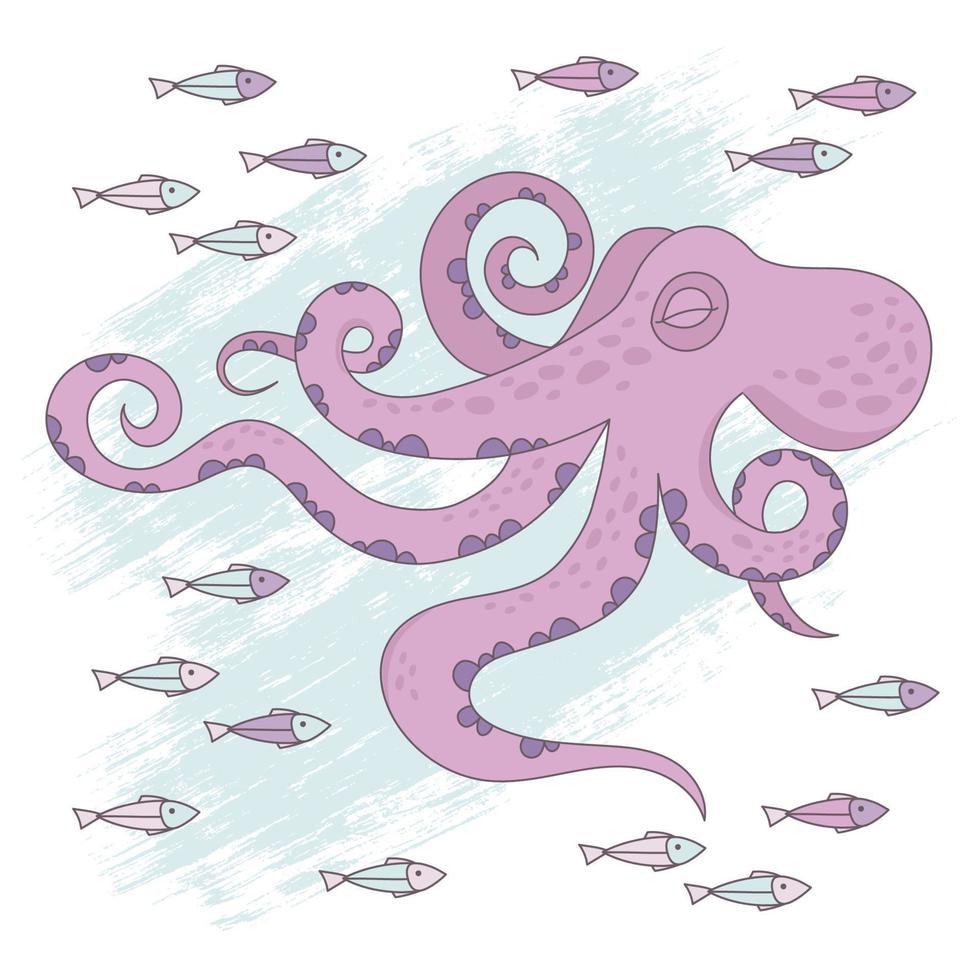 Octopus droom onderwater- tropisch vector illustratie reeks