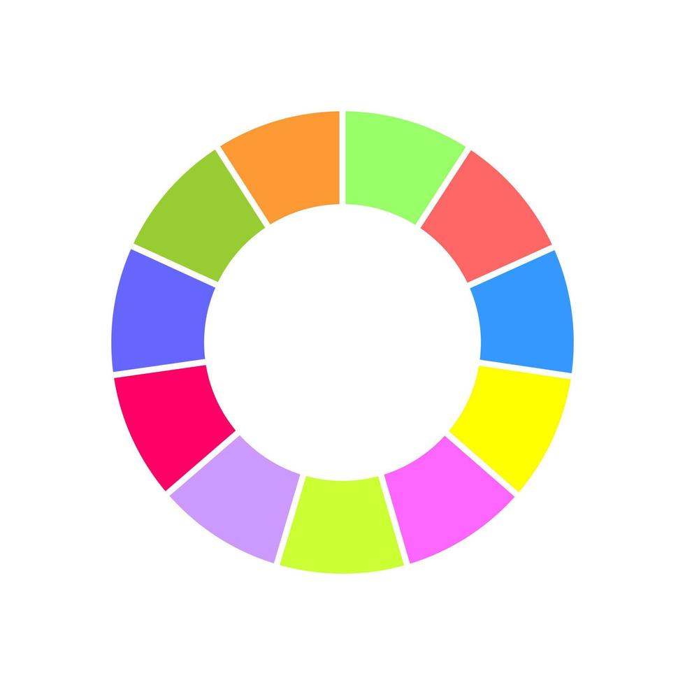 donut tabel gesegmenteerd in 11 secties. kleurrijk cirkel diagram. infographic wiel icoon. ronde vorm besnoeiing in elf Gelijk onderdelen vector