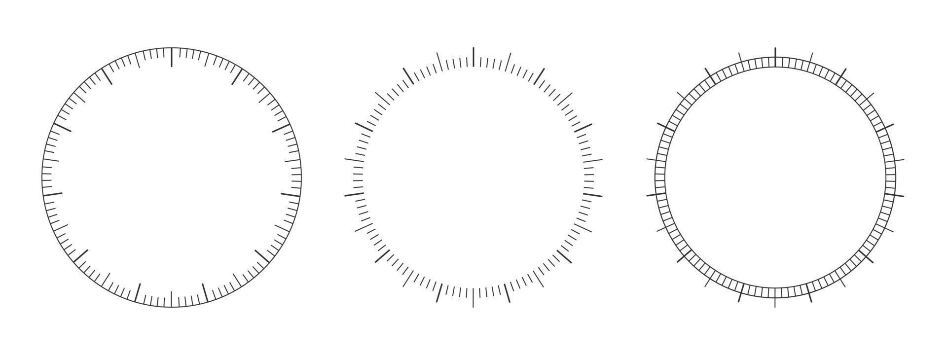 reeks van ronde 360 mate meten balans van navigator, barometer, snelheidsmeter, kompas, thermometer. circulaire meten gereedschap opmaak sjabloon vector