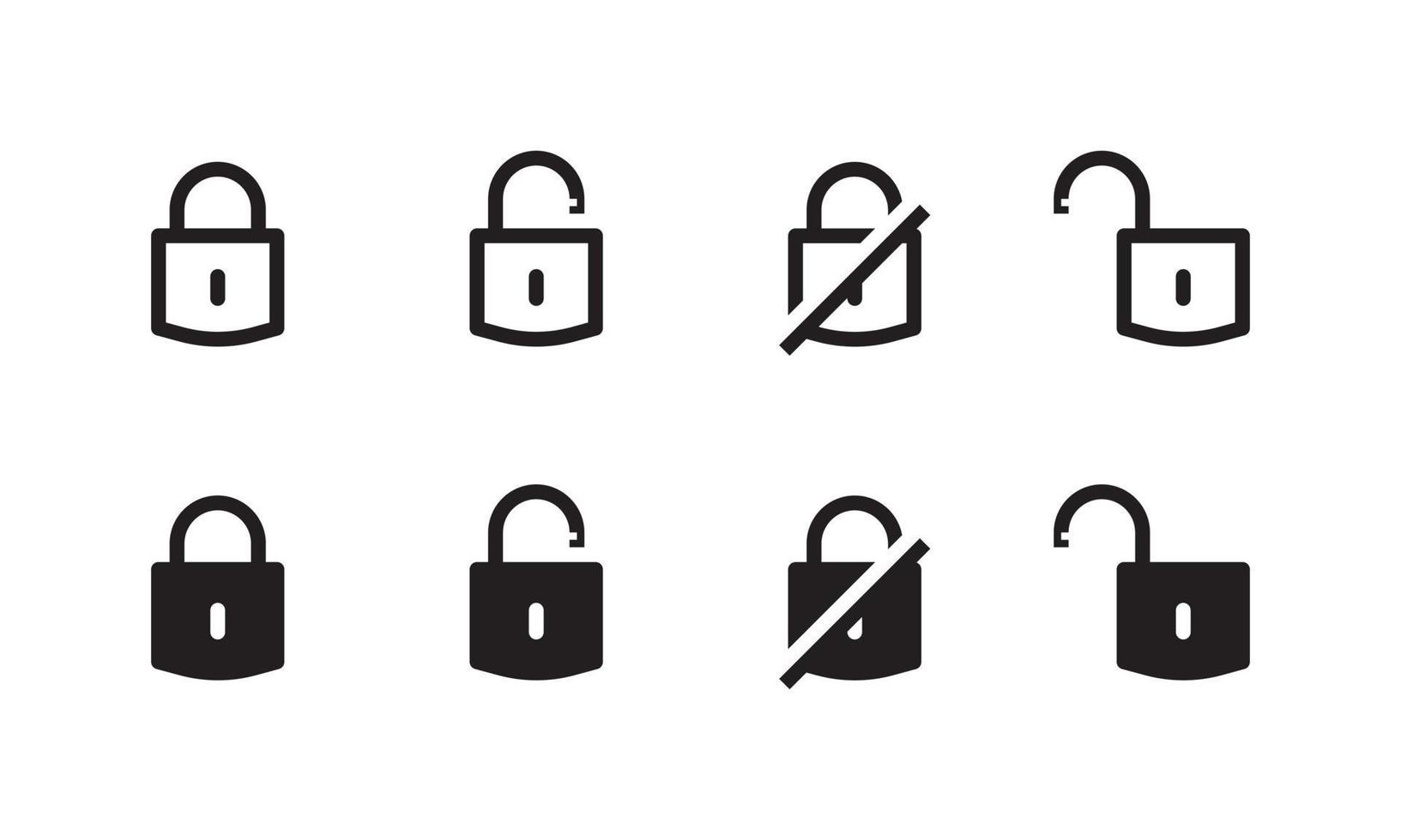 slot pictogrammen set. hangslot teken en symbool. slot icoon vector geschikt voor veiligheid systeem ui ux.