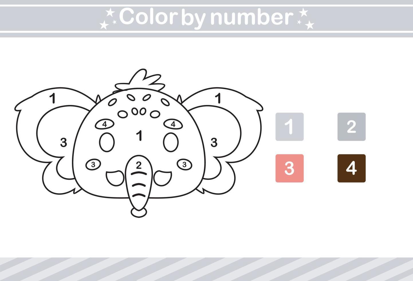 kleur door aantal van schattig dier.educatief spel geschikt voor kinderen en peuter- vector