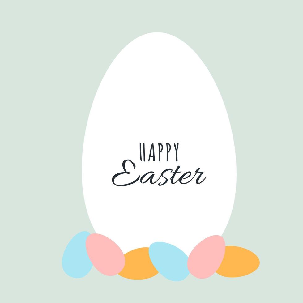 wit ei met de opschrift gelukkig Pasen en veelkleurig eieren Bij de bodem vector