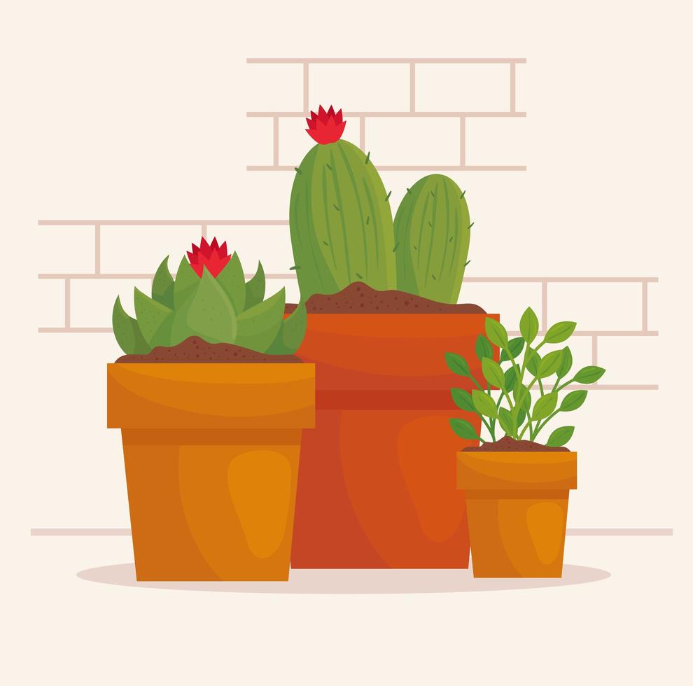 schattige potplanten vector