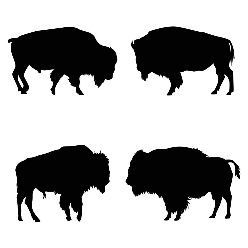 reeks van Amerikaans bizon silhouetten vector Aan wit achtergrond