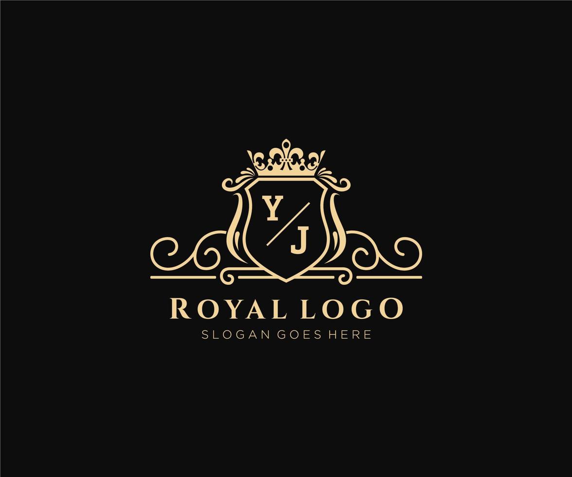 eerste yj brief luxueus merk logo sjabloon, voor restaurant, royalty, boetiek, cafe, hotel, heraldisch, sieraden, mode en andere vector illustratie.