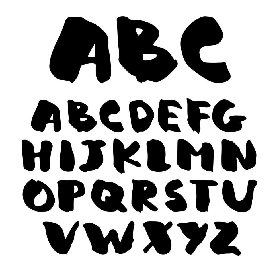 abc hand- getrokken lettertype. schoonschrift alfabet Aan een wit achtergrond. modern borstel belettering vector