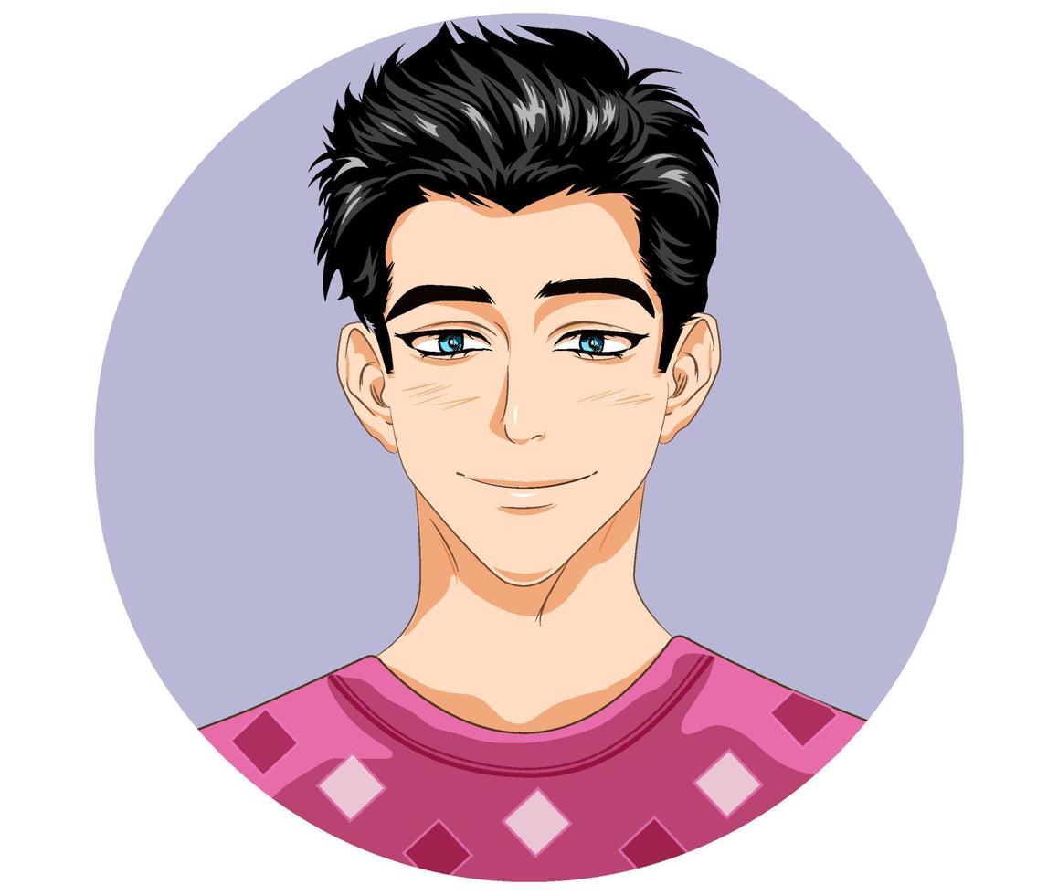 verliefd glimlachen jong Mens. manga en anime stijl illustraties. vector