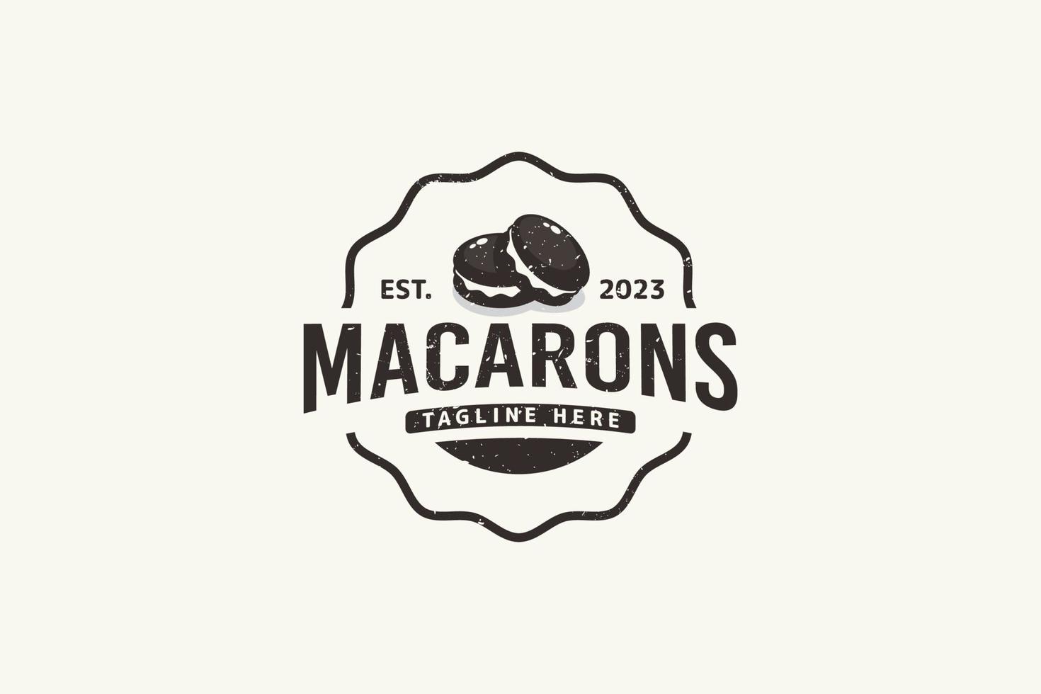 macarons logo in wijnoogst stijl voor ieder bedrijf, vooral patisserie, bakkerij, cafe, enz. vector