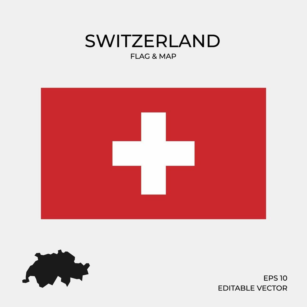 kaart van zwitserland en vlag vector