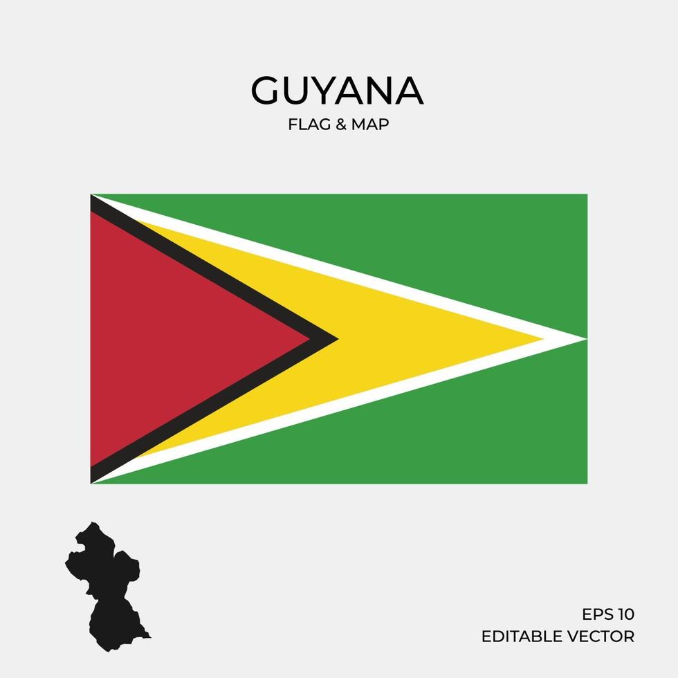 kaart van guyana en vlag vector
