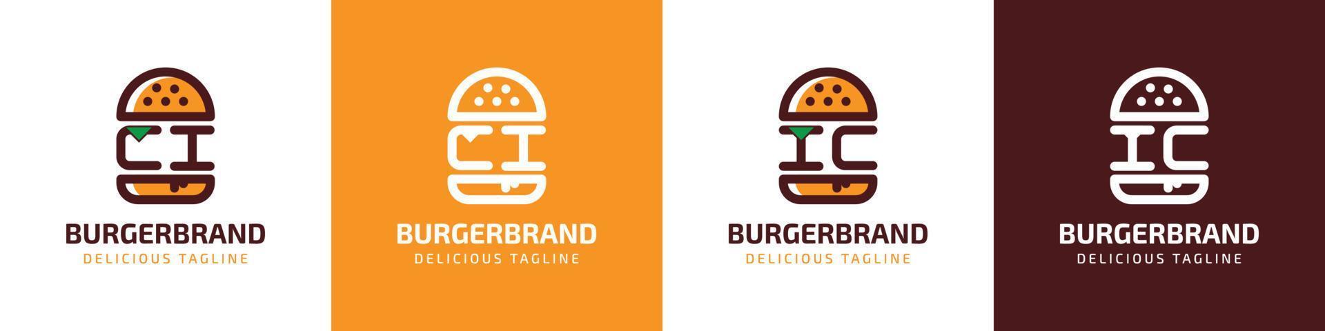 brief ci en ic hamburger logo, geschikt voor ieder bedrijf verwant naar hamburger met ci of ic initialen. vector