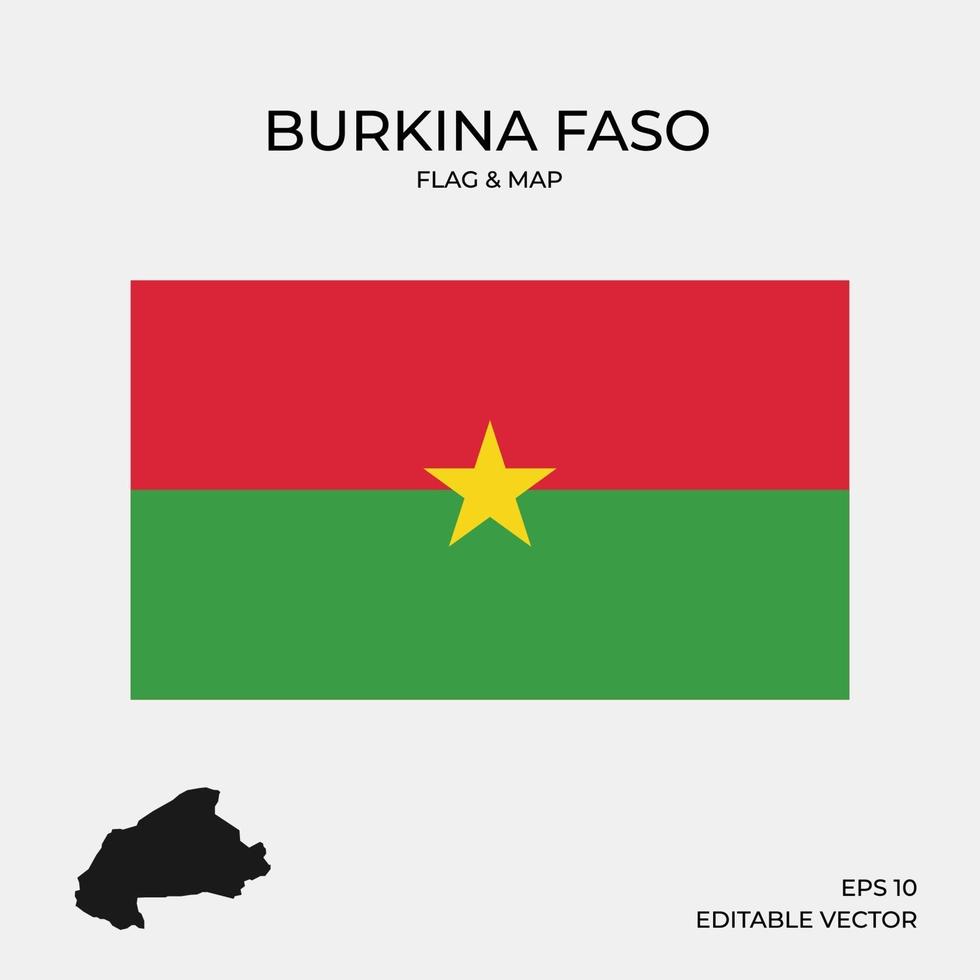 kaart en vlag van burkina faso vector