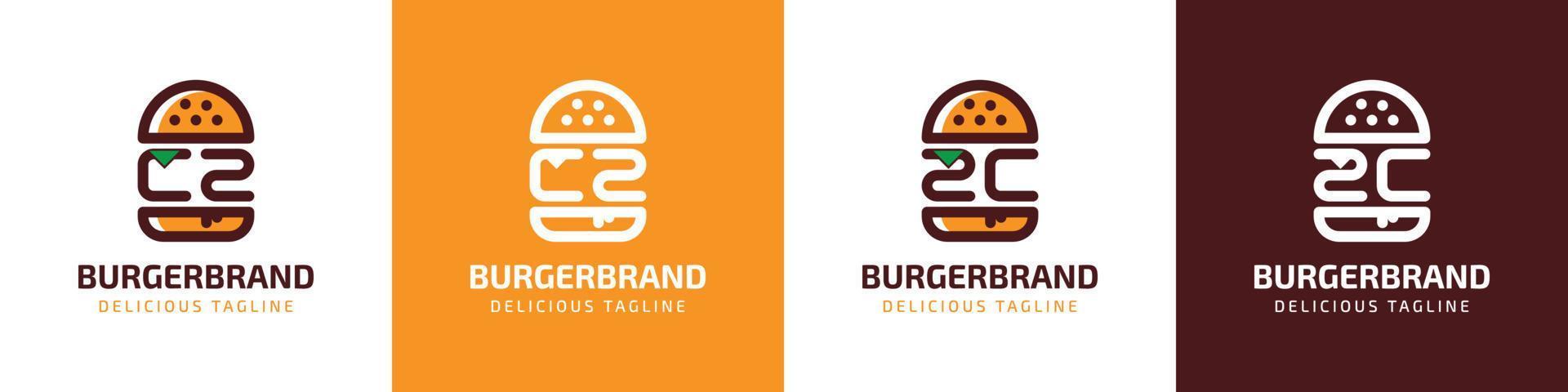 brief cz en zc hamburger logo, geschikt voor ieder bedrijf verwant naar hamburger met cz of zc initialen. vector