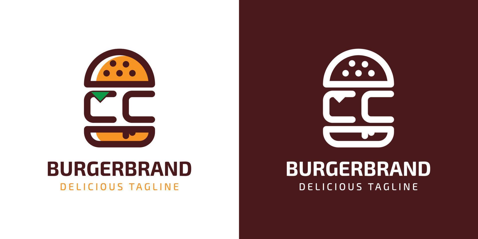 brief cc hamburger logo, geschikt voor ieder bedrijf verwant naar hamburger met c of cc initialen. vector