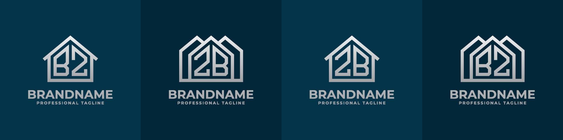 brief bz en zb huis logo set. geschikt voor ieder bedrijf verwant naar huis, echt landgoed, bouw, interieur met bz of zb initialen. vector