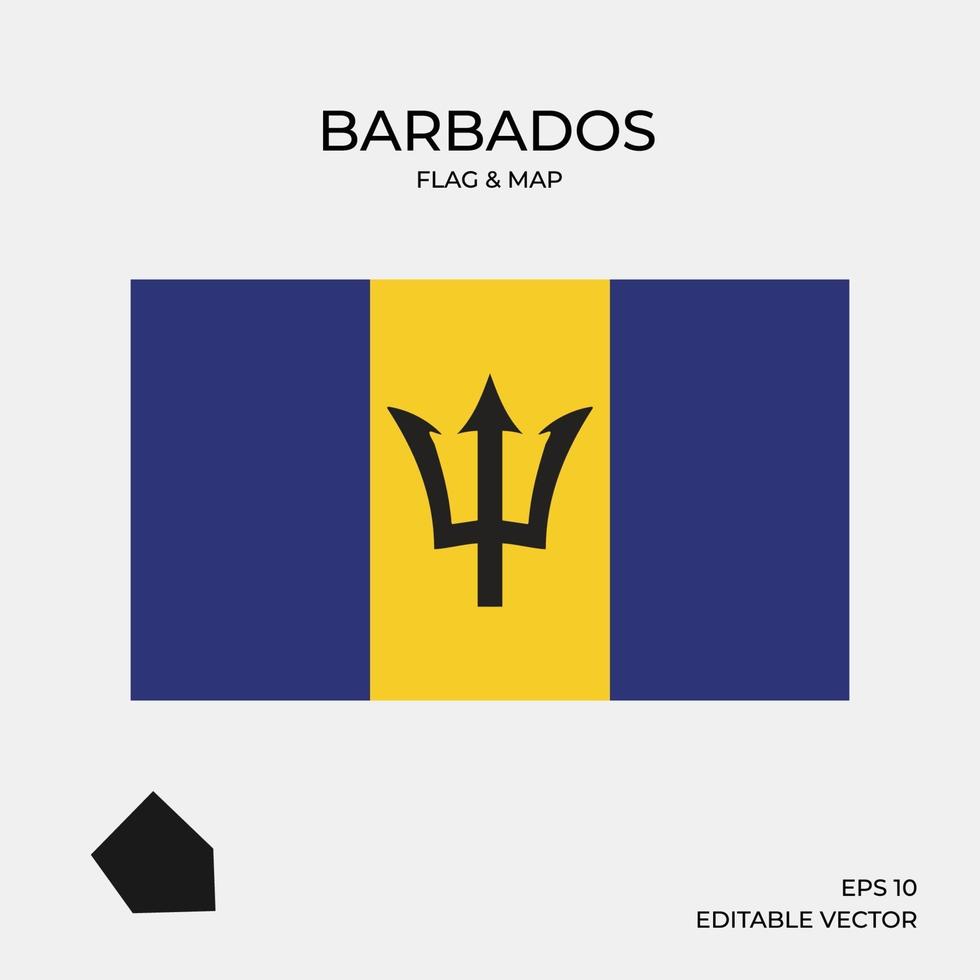 vlag en kaart van barbados vector