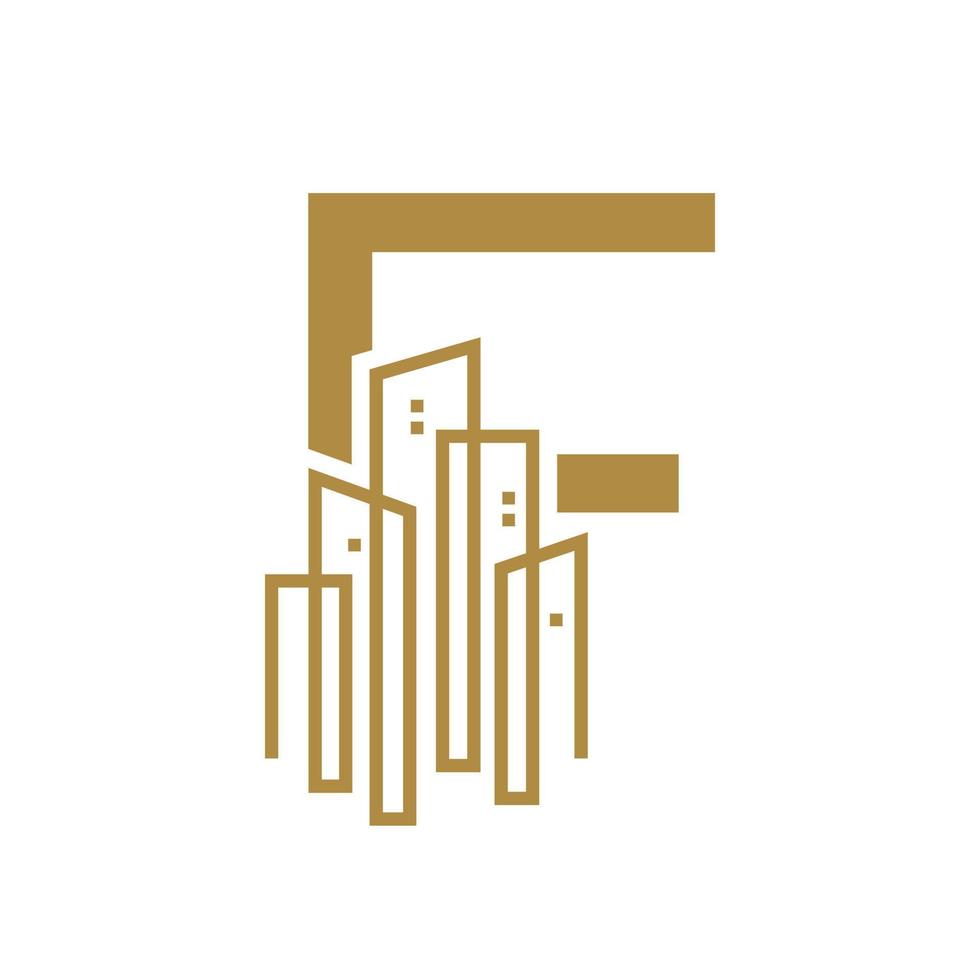 eerste f goud stad logo vector