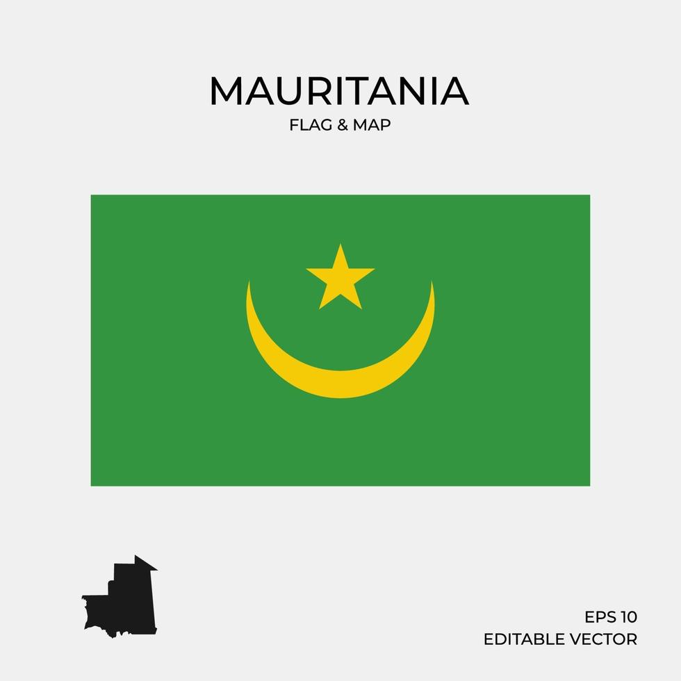 kaart van mauritanië en vlag vector