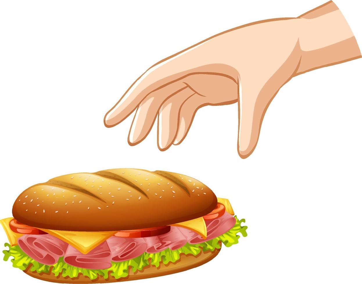 hand laten vallen hamburger voor zwaartekracht experiment vector