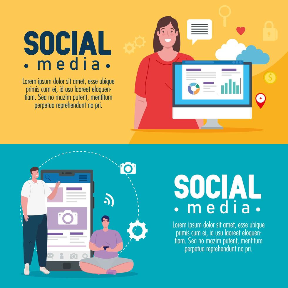 sociale media-bannerset vector