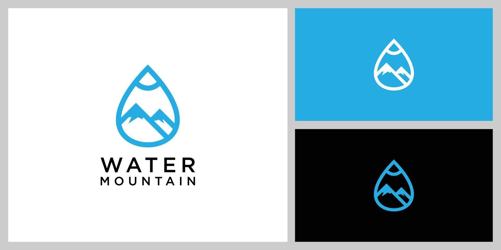 minimalistische berg met waterdruppel logo-ontwerp vector