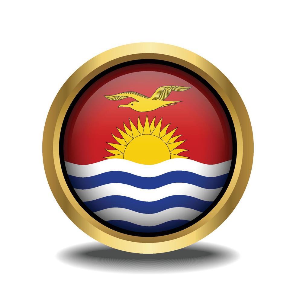 Kiribati vlag cirkel vorm knop glas in kader gouden vector