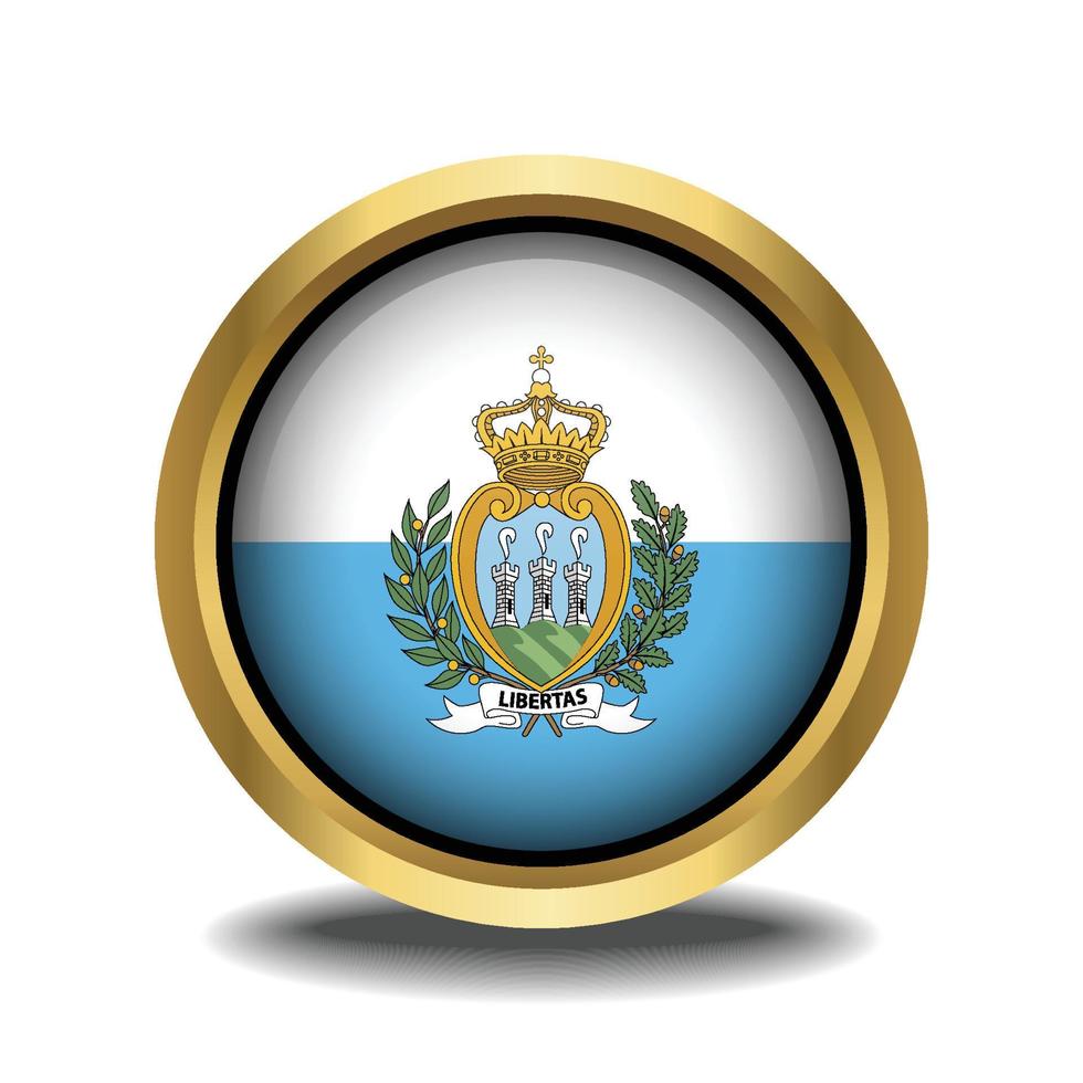 san marino vlag cirkel vorm knop glas in kader gouden vector