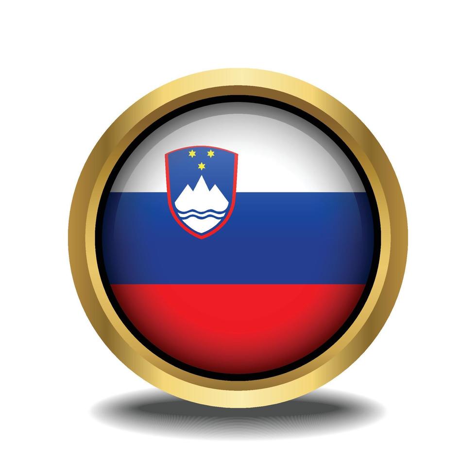 Slovenië vlag cirkel vorm knop glas in kader gouden vector
