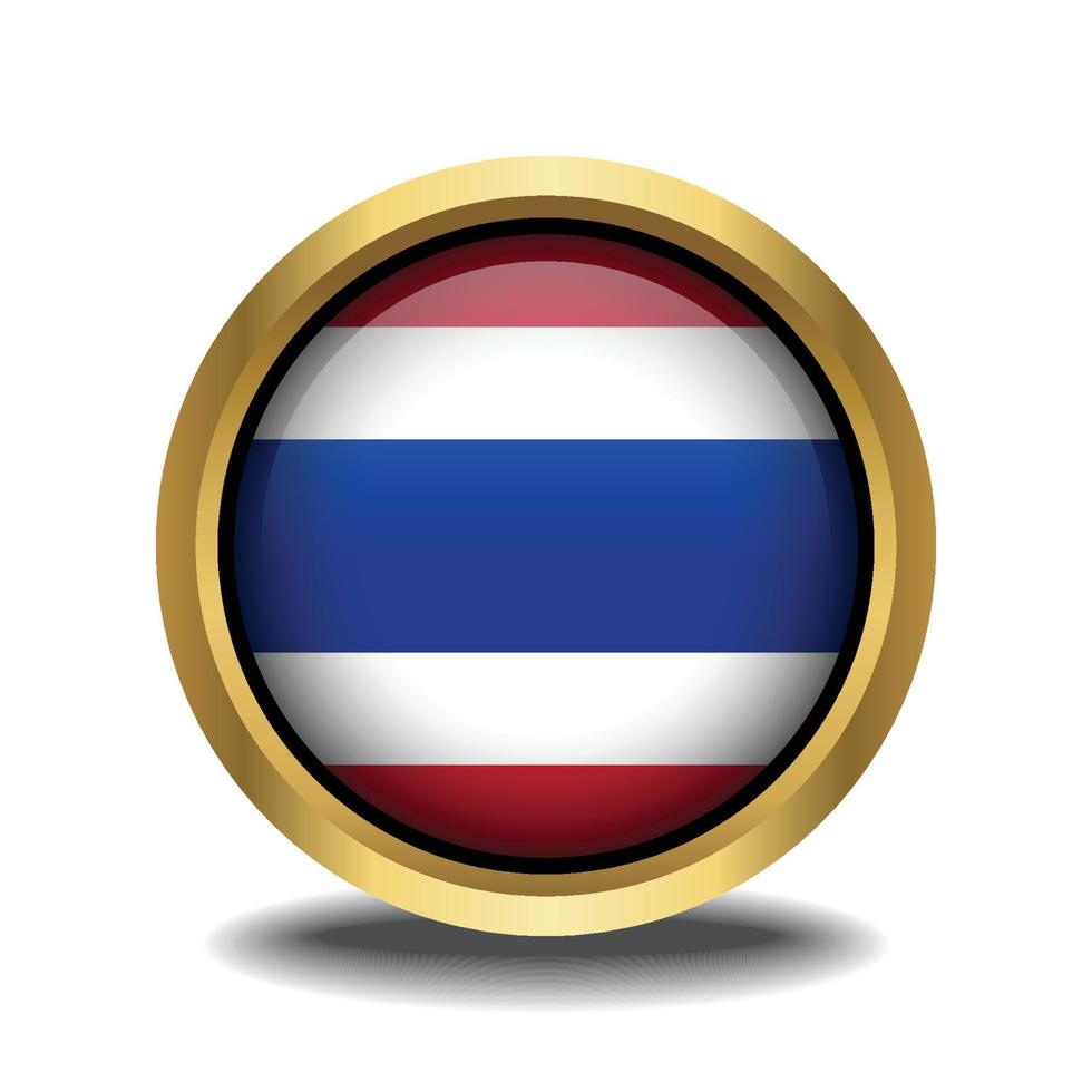 Thailand vlag cirkel vorm knop glas in kader gouden vector