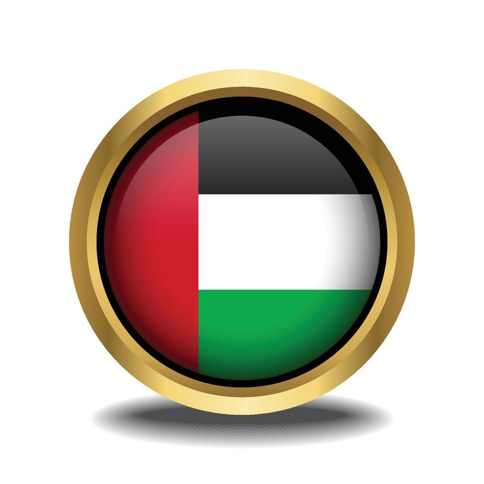 Verenigde Arabisch emiraten vlag cirkel vorm knop glas in kader gouden vector