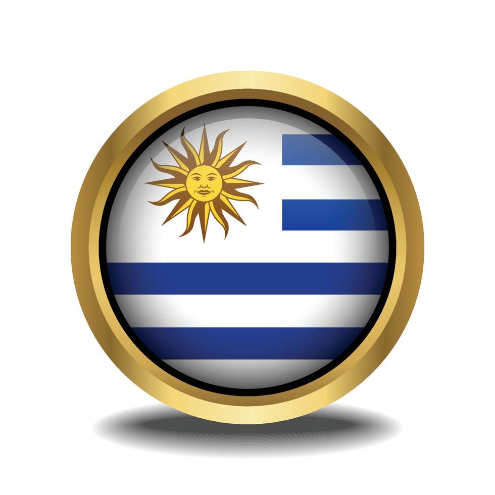 Uruguay vlag cirkel vorm knop glas in kader gouden vector