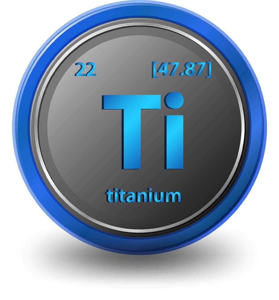 titanium scheikundig element. chemisch symbool met atoomnummer en atoommassa. vector