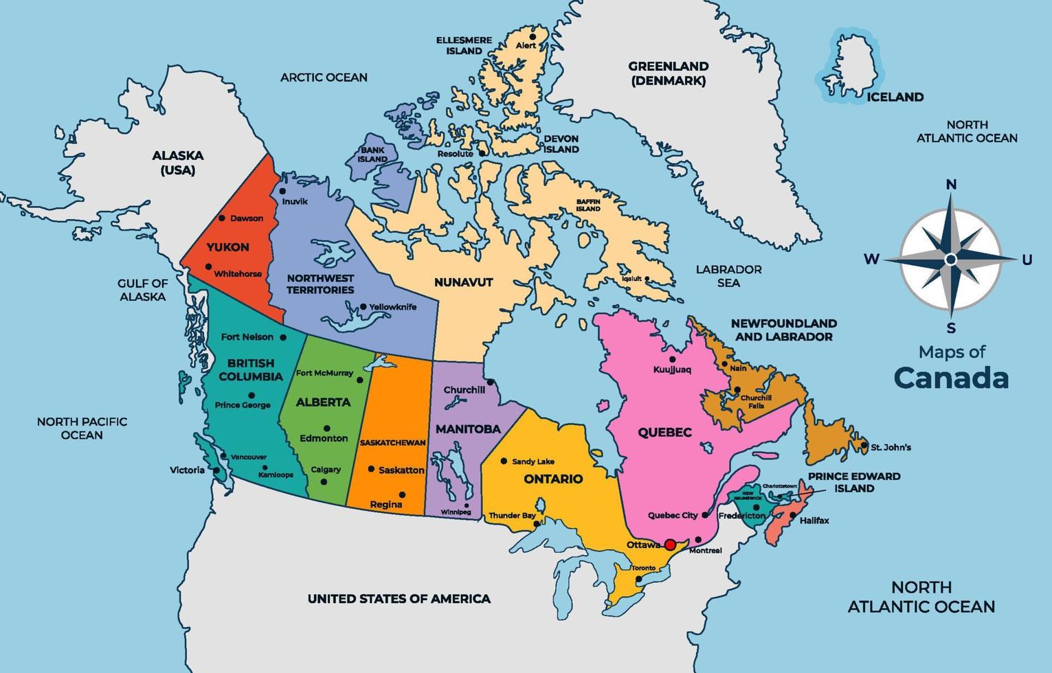 land kaart van Canada concept vector