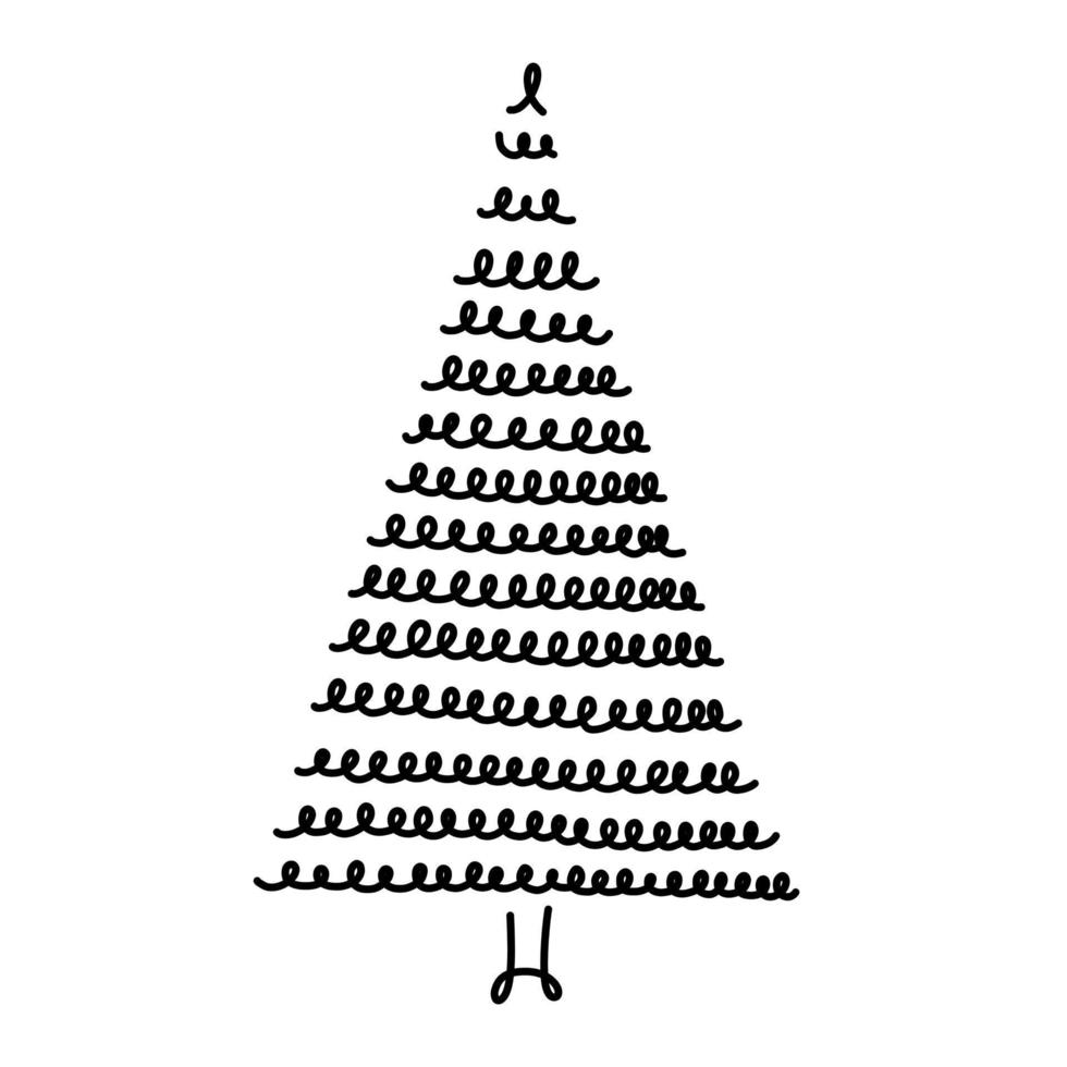Spar boom in hand- getrokken tekening stijl. kleur bladzijde voor kinderen. Kerstmis boom vector illustratie.