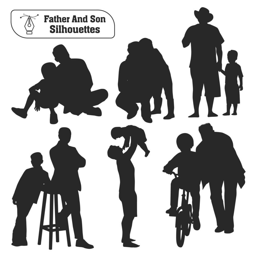 vader en zoon of Dan en zoon silhouetten vector verzameling