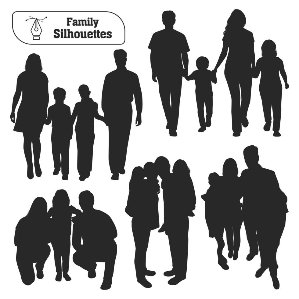 vector verzameling van familie silhouetten