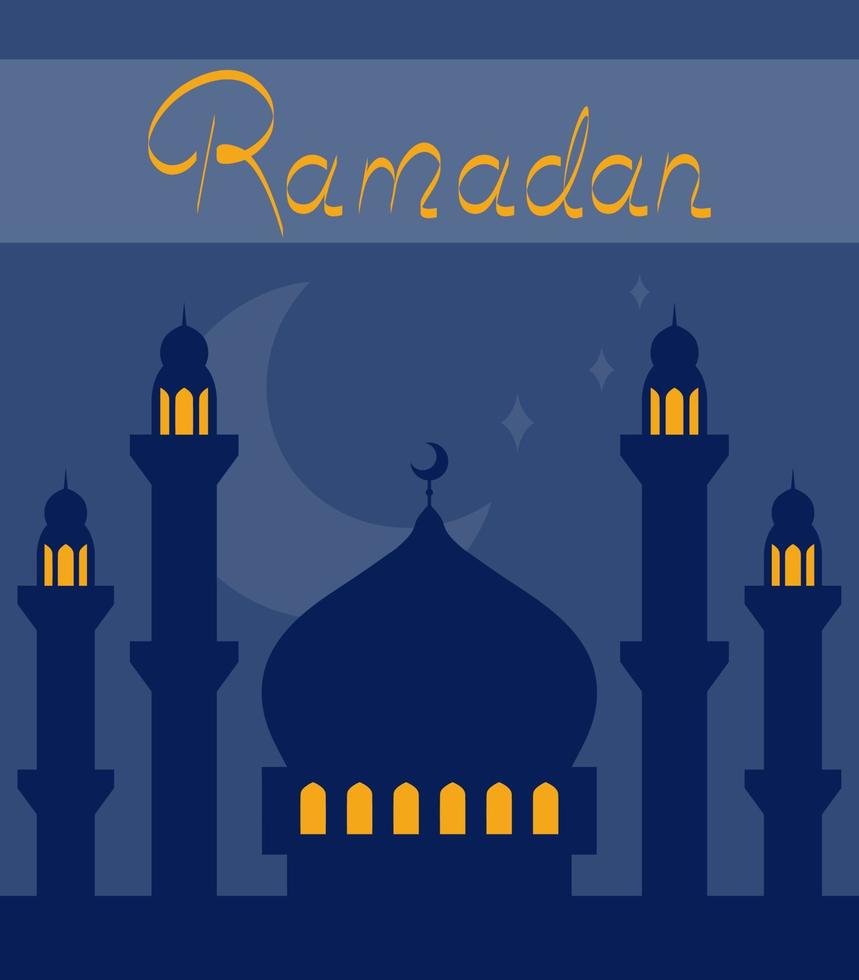 Ramadan felicitatie ansichtkaart of banier voor Islam viering vector illustratie in vlak stijl