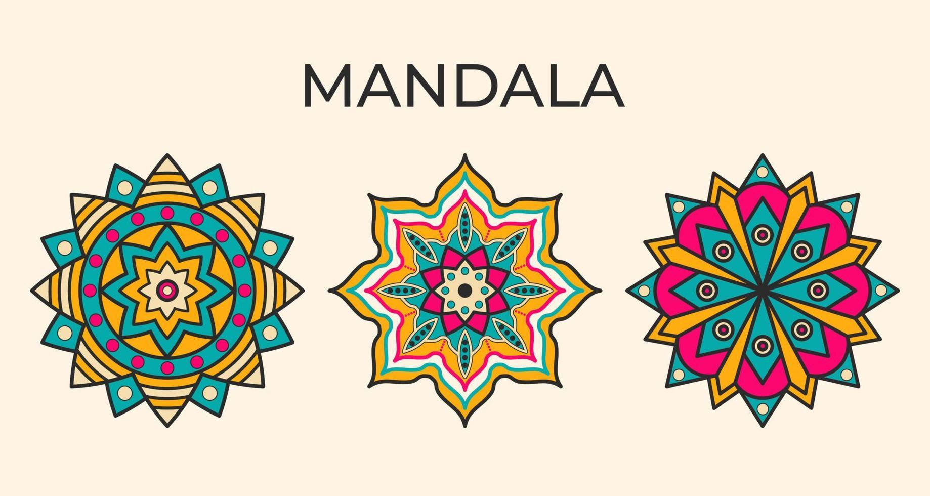 kleurrijk verzameling van Indisch mandala. patroon ontwerp concept vector illustratie