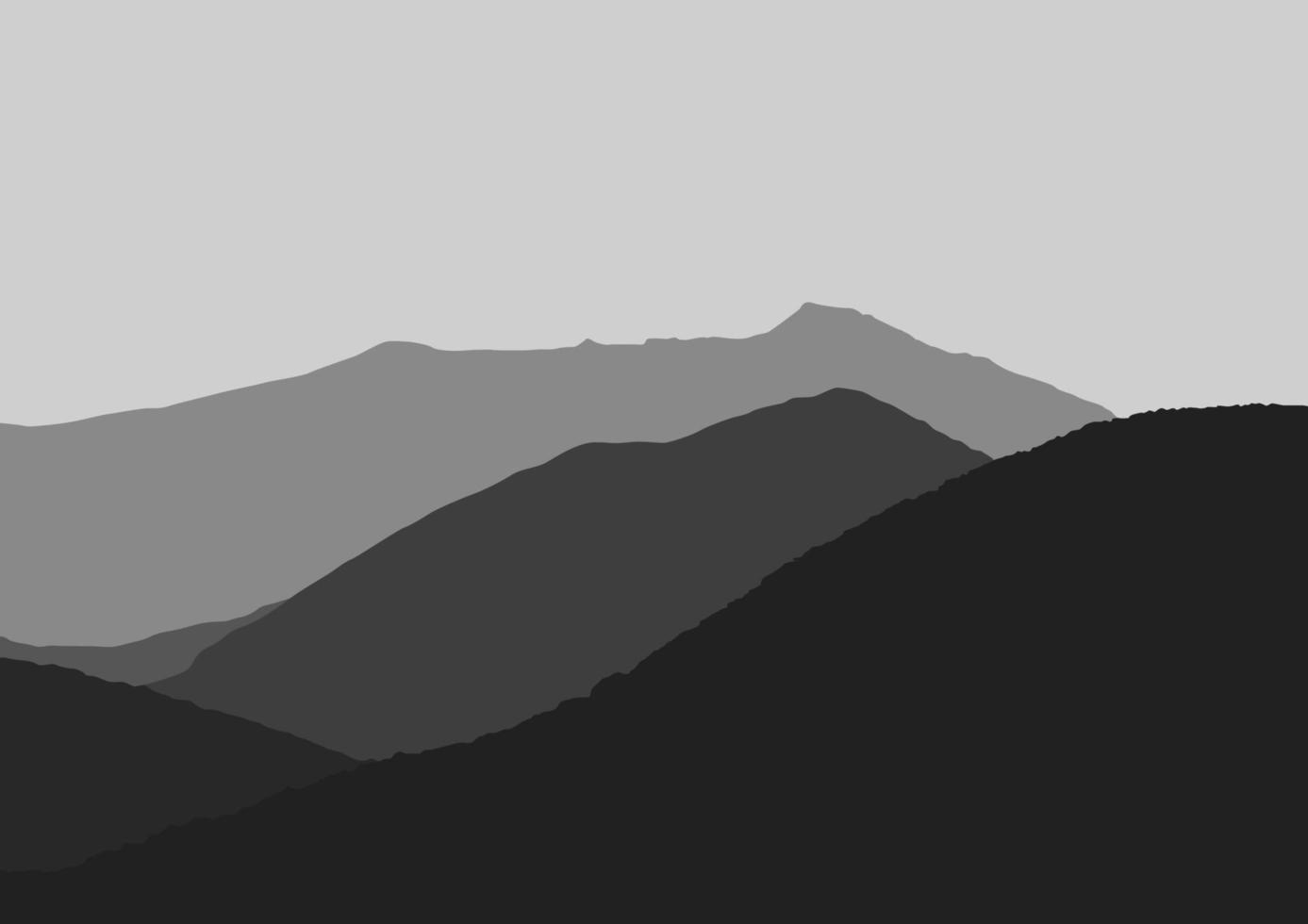 gemakkelijk bergen landschap met een donker toon, vector illustratie.