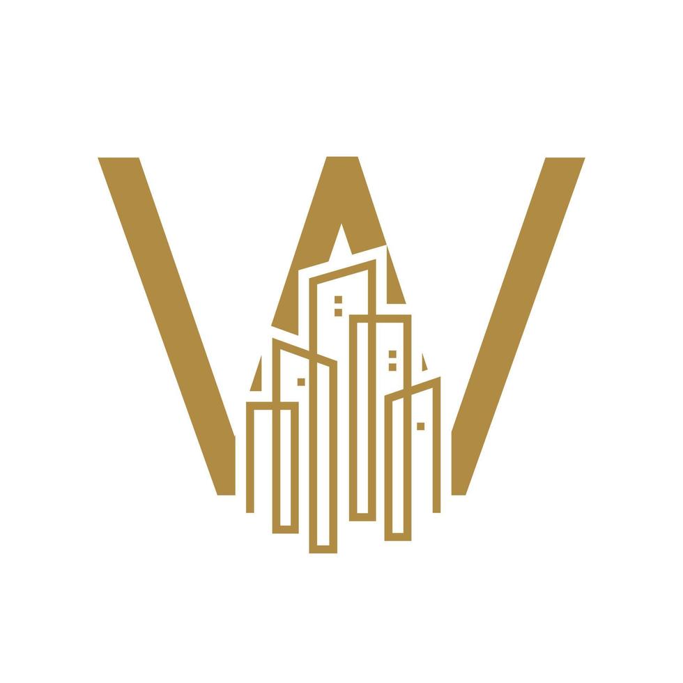 eerste w goud stad logo vector