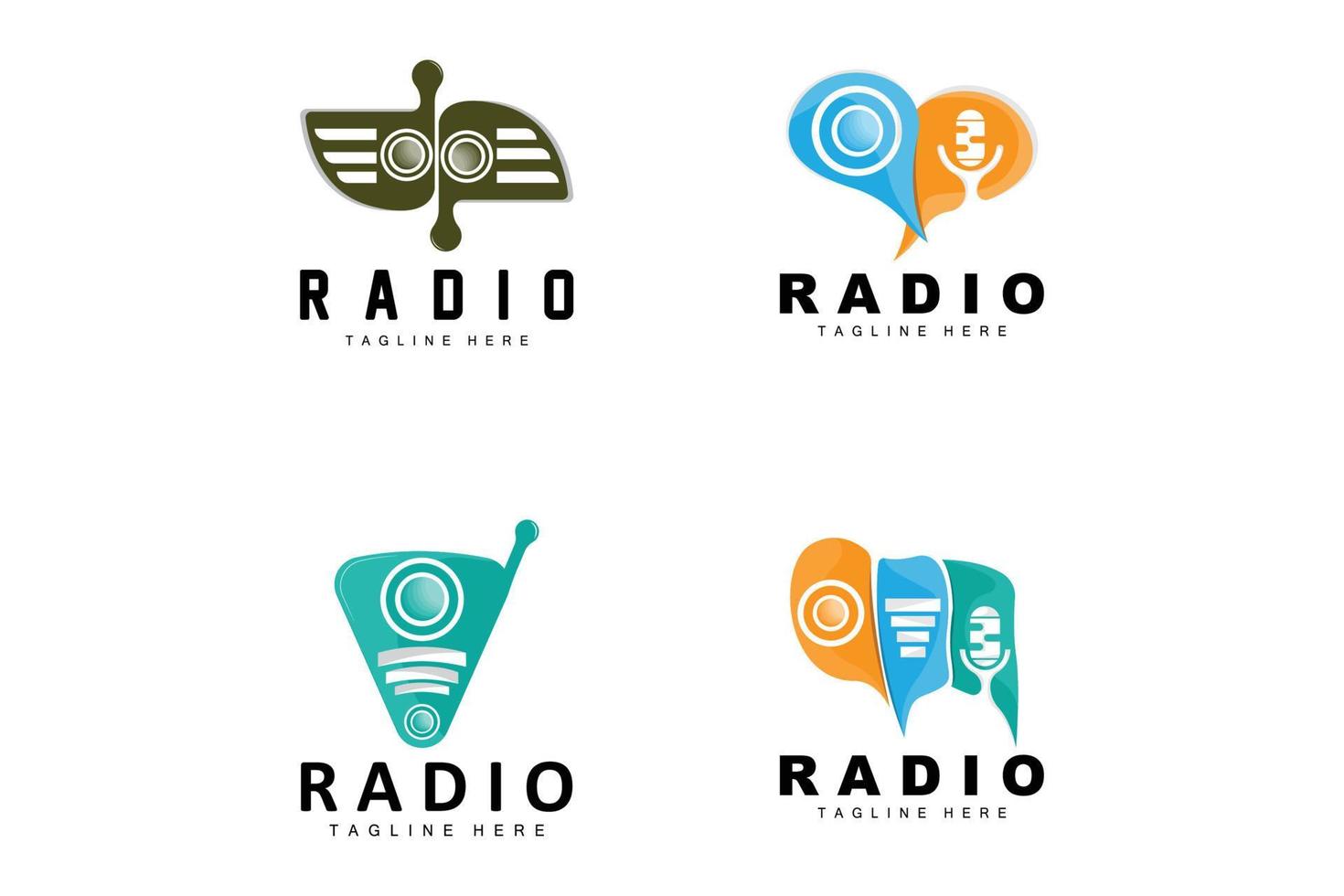 koffie radio logo, podcast radio ontwerp, koffie icoon, koffie cafe logo Product merk vector